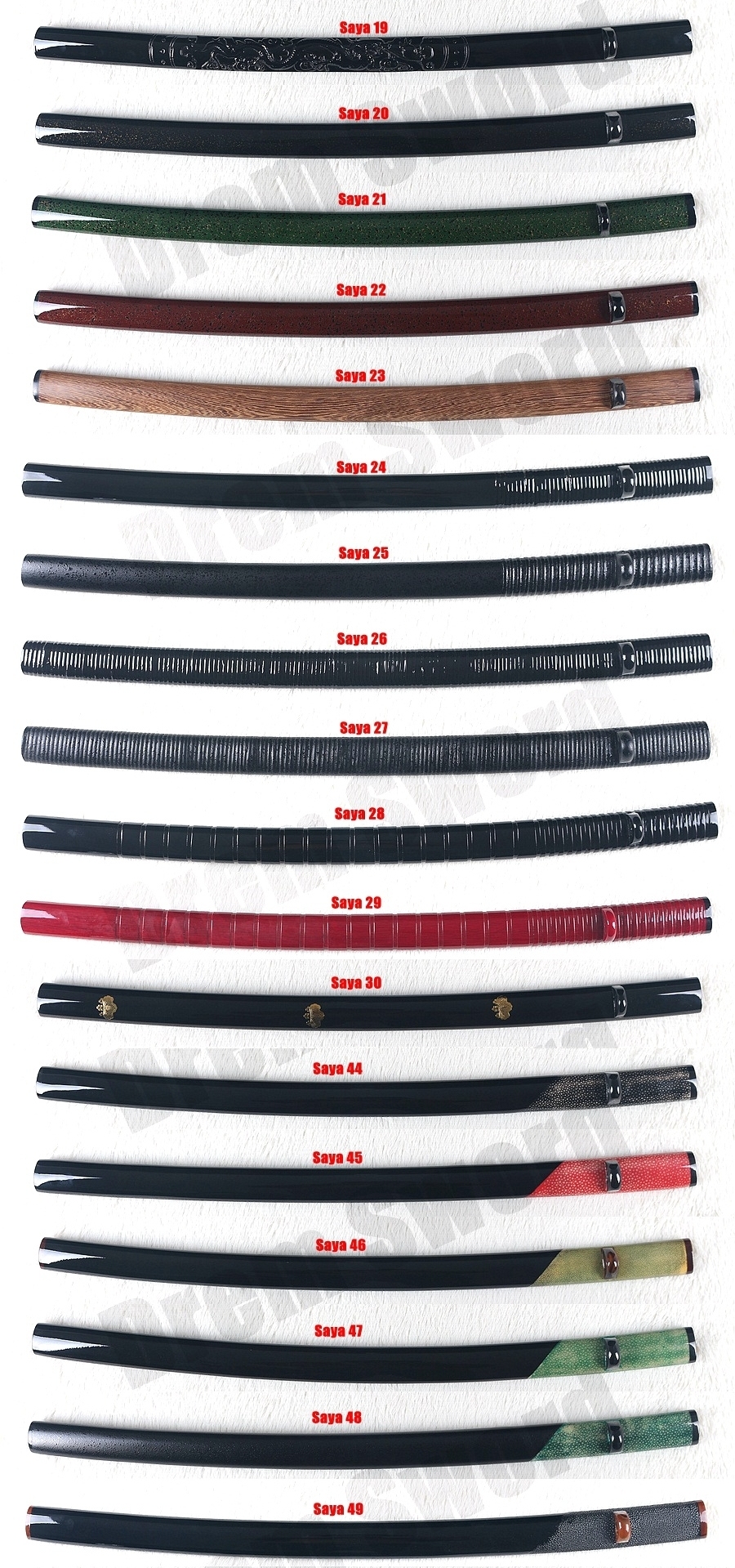 Japenese Samurai Sword Fittings including Alloy/Iron/Brass Tsuba, Fuchi, Koshirae, Saya