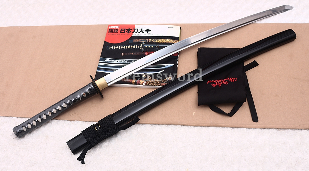 T10 Clay Tempered Katana Japanese Samurai Sword SHINOGI-ZUKURI Black