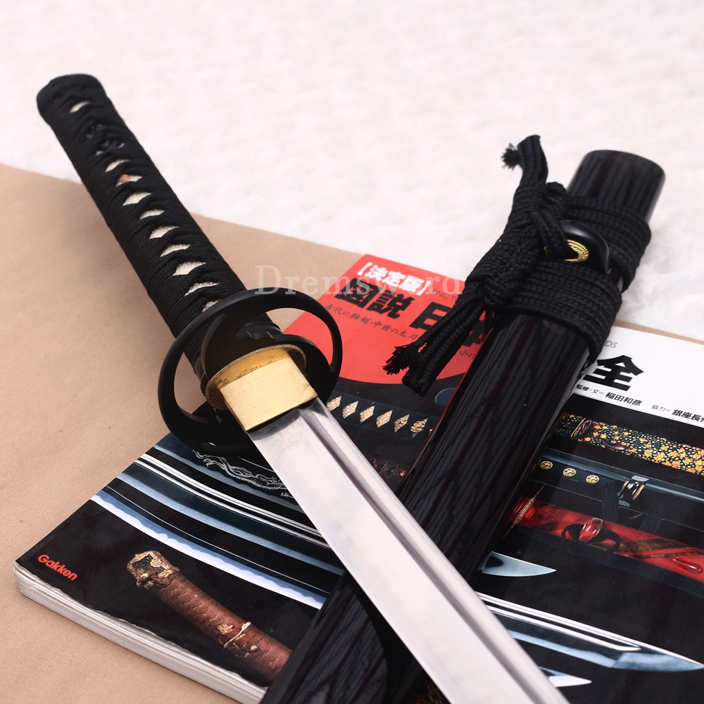 T10 Clay Tempered Katana Japanese Samurai Sword SHINOGI-ZUKURI Black