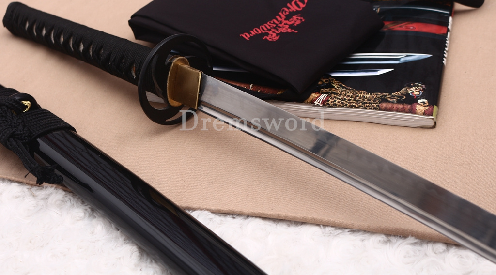 T10 Clay Tempered Katana Japanese Samurai Sword SHINOGI-ZUKURI Black