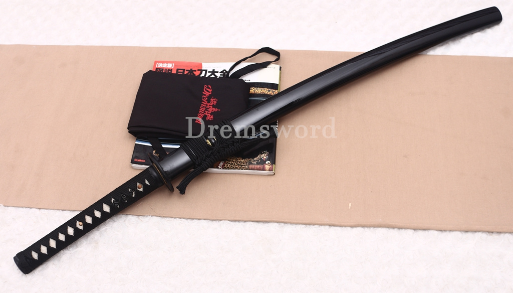 T10 Clay Tempered Katana Japanese Samurai Sword SHINOGI-ZUKURI Black