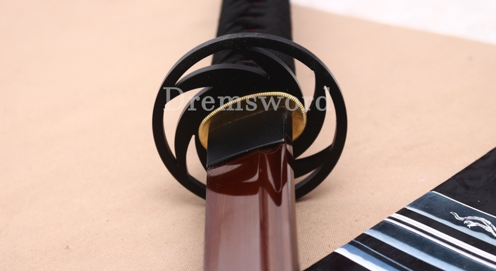1095 High Carbon Steel Katana Red Blade Japanese Samurai Functional Battle Sword Shinogi ZUKURI Black