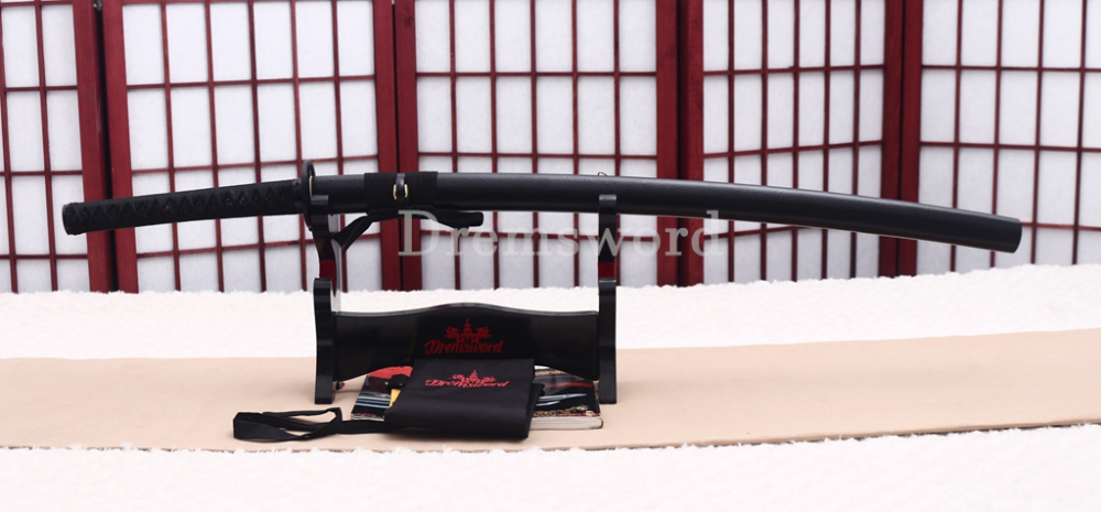 9260 Spring Steel Functional Katana Japanese Samurai Sword Battle Ready Full Tang Unokubi-Zukuri Black