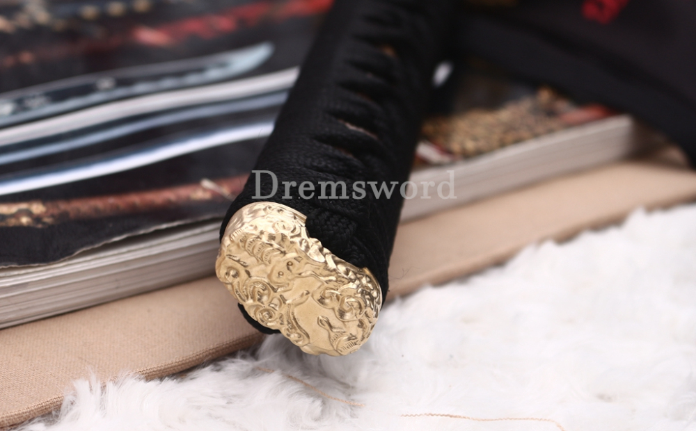 Kogarasumaru Kissaki 9260 Spring Steel Functional Katana Japanese Samurai Sword Battle Ready Full Tang Moroha Zukuri Black