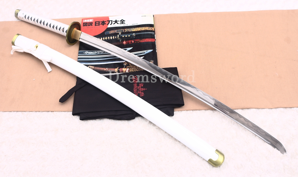 9260 Spring Steel Anime Katana Japanese Samurai Sword Battle Ready Full Tang Shinogi-Zukuri White