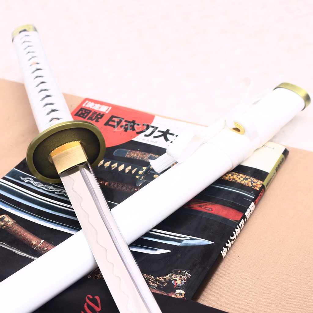 9260 Spring Steel Anime Katana Japanese Samurai Sword Battle Ready Full Tang Shinogi-Zukuri White