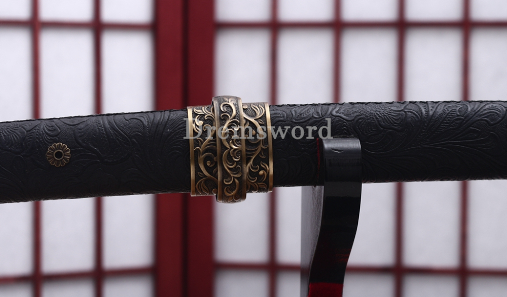 9260 Spring Steel Anime Katana Japanese Samurai Sword Battle Ready Full Tang Shinogi-Zukuri Black