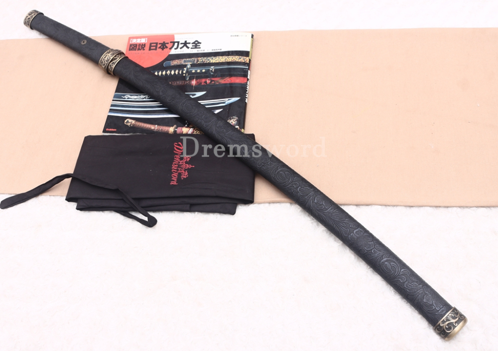 9260 Spring Steel Anime Katana Japanese Samurai Sword Battle Ready Full Tang Shinogi-Zukuri Black