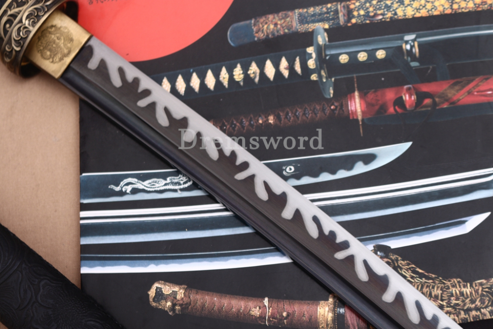 9260 Spring Steel Anime Katana Japanese Samurai Sword Battle Ready Full Tang Shinogi-Zukuri Black