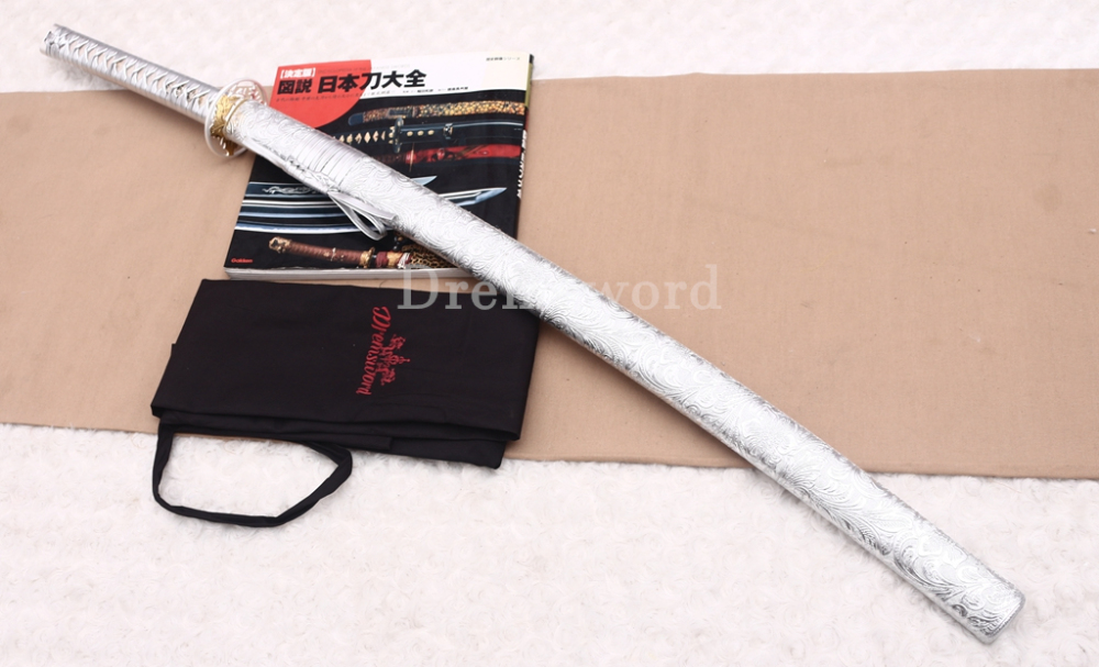 9260 Spring Steel White Katana Japanese Samurai Sword Battle Ready Full Tang Shinogi-Zukuri