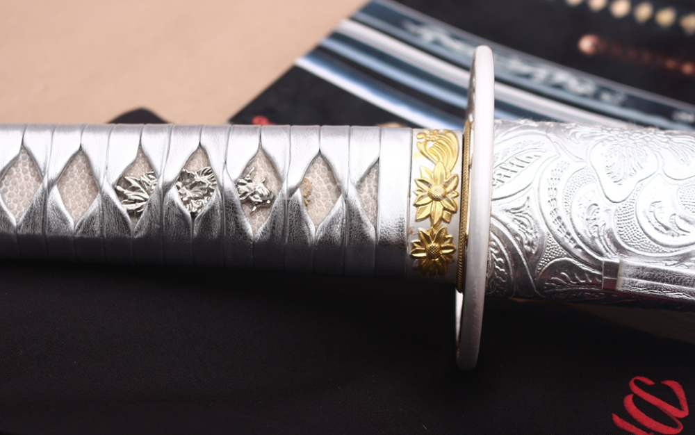 9260 Spring Steel White Katana Japanese Samurai Sword Battle Ready Full Tang Shinogi-Zukuri