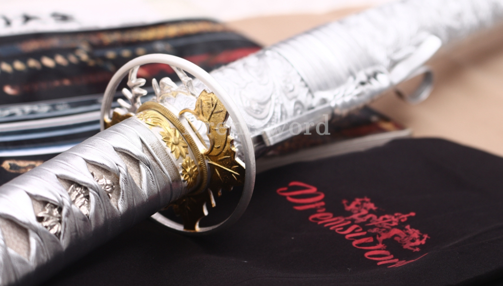 9260 Spring Steel White Katana Japanese Samurai Sword Battle Ready Full Tang Shinogi-Zukuri