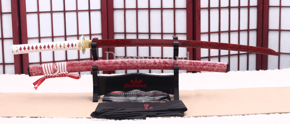 9260 Spring Steel Red Blade Katana Japanese Samurai Sword Battle Ready Full Tang Shinogi-Zukuri