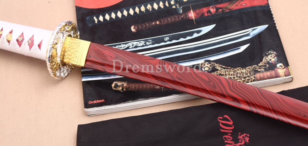9260 Spring Steel Red Blade Katana Japanese Samurai Sword Battle Ready Full Tang Shinogi-Zukuri