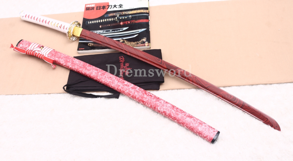 9260 Spring Steel Red Blade Katana Japanese Samurai Sword Battle Ready Full Tang Shinogi-Zukuri