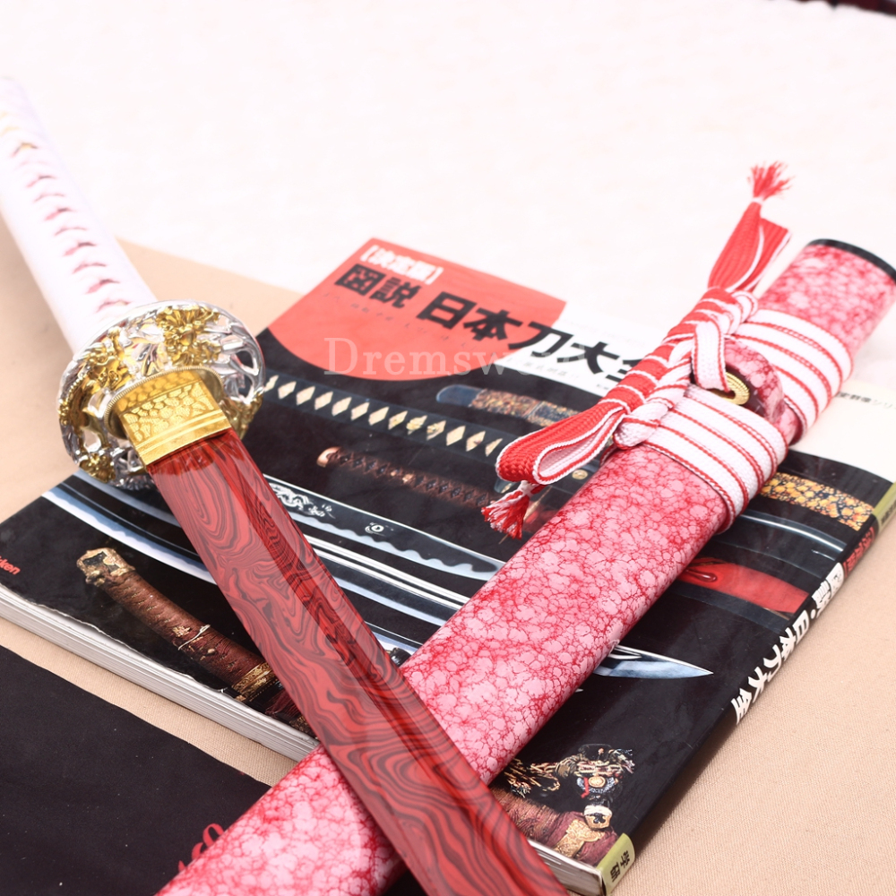 9260 Spring Steel Red Blade Katana Japanese Samurai Sword Battle Ready Full Tang Shinogi-Zukuri