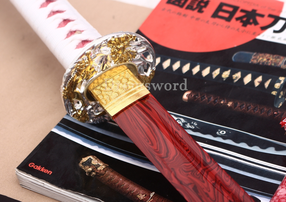 9260 Spring Steel Red Blade Katana Japanese Samurai Sword Battle Ready Full Tang Shinogi-Zukuri