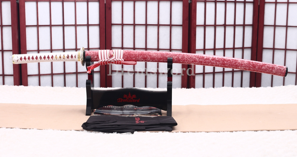 9260 Spring Steel Red Blade Katana Japanese Samurai Sword Battle Ready Full Tang Shinogi-Zukuri