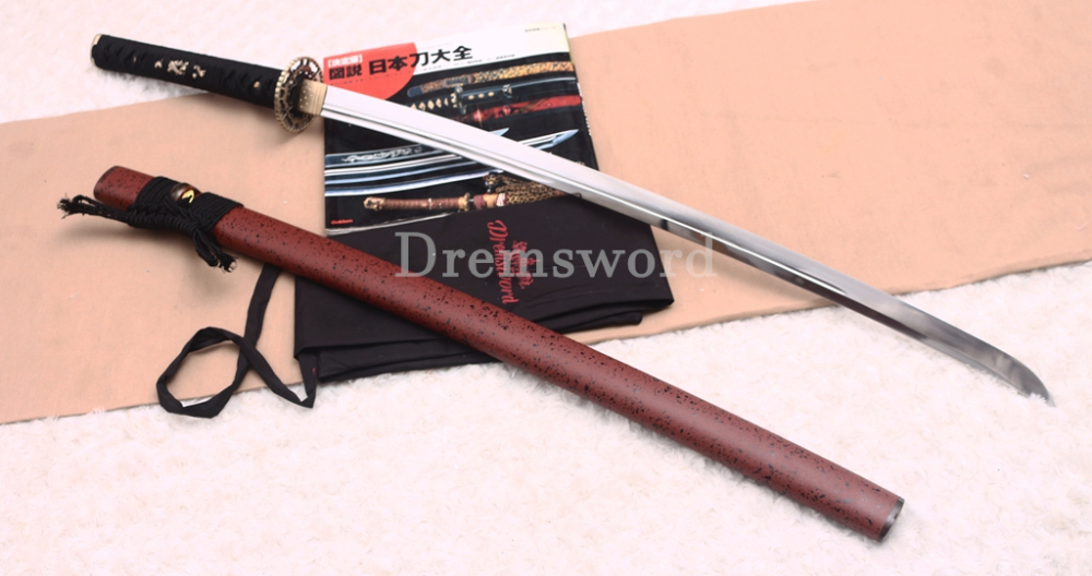 9260 Spring Steel Functional Katana Japanese Samurai Sword Battle Ready Full Tang Unokubi-Zukuri Red