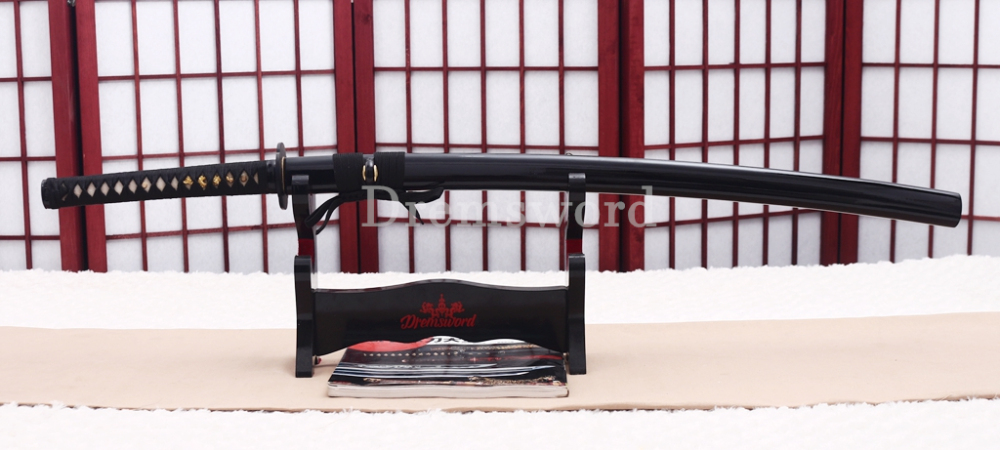 1095 High Carbon Steel Katana Mokko Tsuba Japanese Samurai Functional Battle Sword Shinogi ZUKURI Black Saya