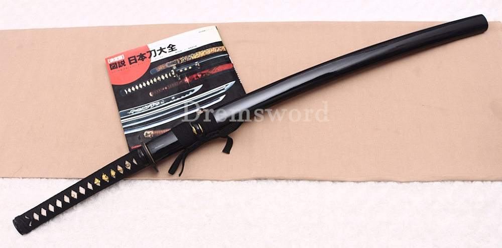 1095 High Carbon Steel Katana Mokko Tsuba Japanese Samurai Functional Battle Sword Shinogi ZUKURI Black Saya