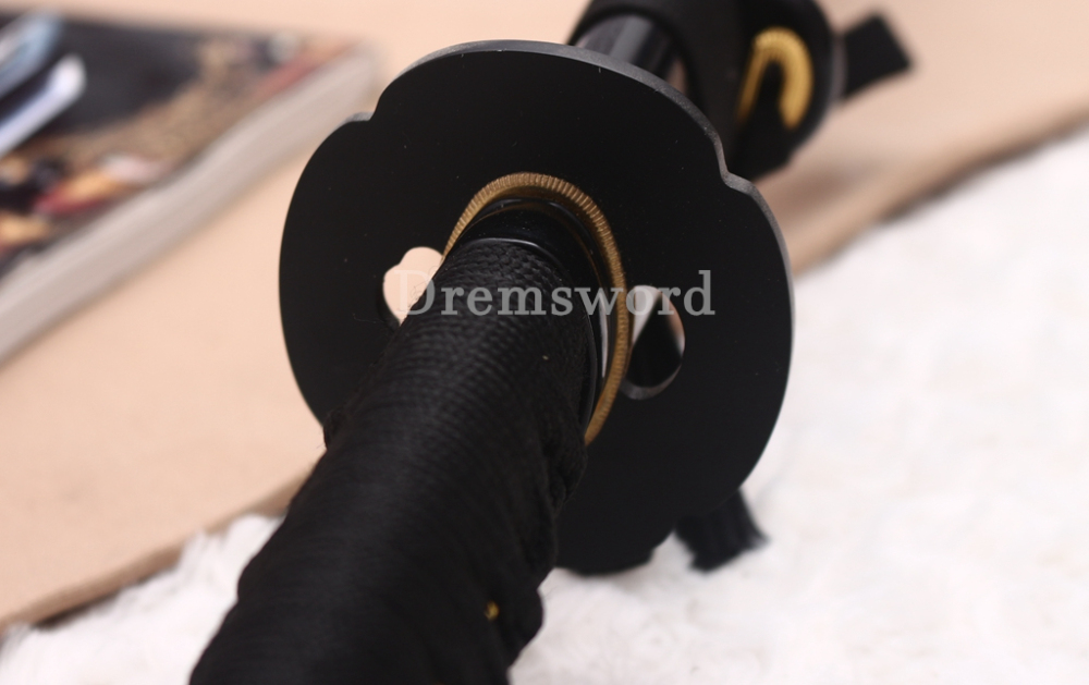 1095 High Carbon Steel Katana Mokko Tsuba Japanese Samurai Functional Battle Sword Shinogi ZUKURI Black Saya