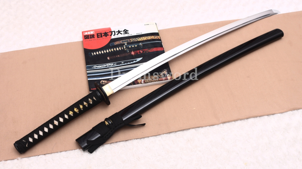 1095 High Carbon Steel Katana Mokko Tsuba Japanese Samurai Functional Battle Sword Shinogi ZUKURI Black Saya