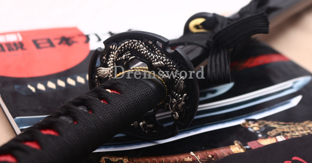 Black Blade 1060 Carbon Steel Katana Japanese Samurai Functional Battle Sword Shinogi ZUKURI Black