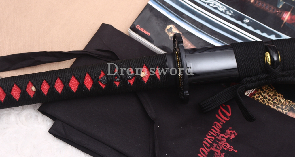 Black Blade 1060 Carbon Steel Katana Japanese Samurai Functional Battle Sword Shinogi ZUKURI Black