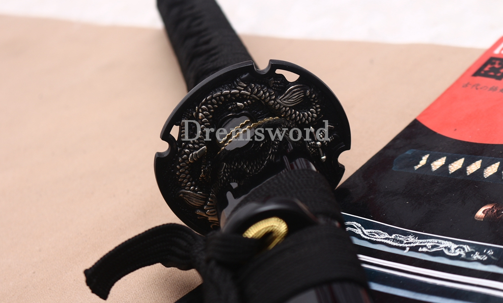 Black Blade 1060 Carbon Steel Katana Japanese Samurai Functional Battle Sword Shinogi ZUKURI Black