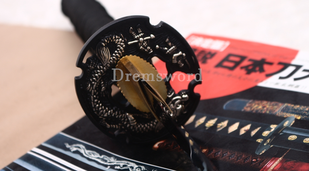 Black Blade 1060 Carbon Steel Katana Japanese Samurai Functional Battle Sword Shinogi ZUKURI Black