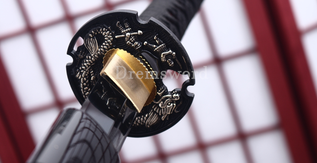 Black Blade 1060 Carbon Steel Katana Japanese Samurai Functional Battle Sword Shinogi ZUKURI Black