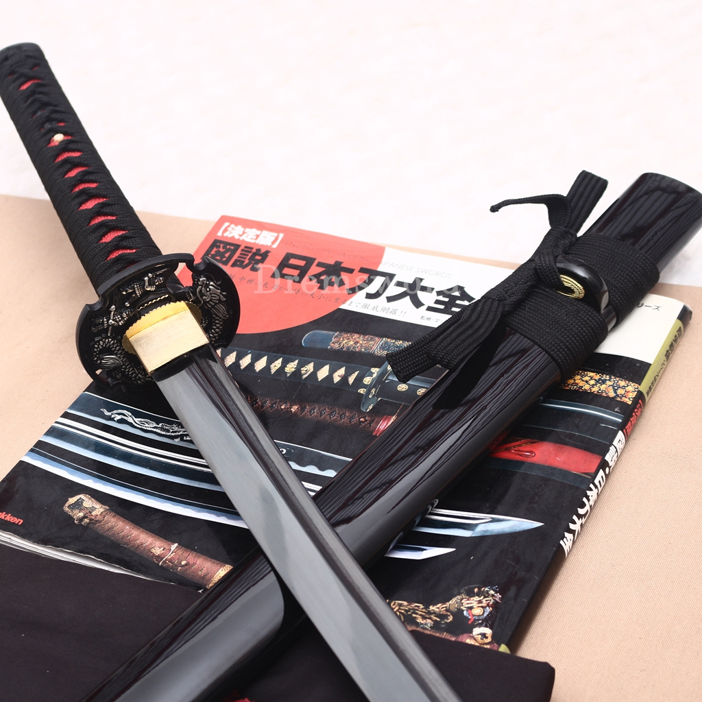 Black Blade 1060 Carbon Steel Katana Japanese Samurai Functional Battle Sword Shinogi ZUKURI Black