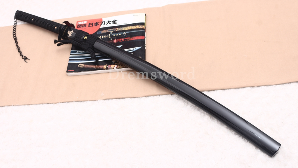 Black Blade 1060 Carbon Steel NARUTO Katana Japanese Samurai Functional Sword Shinogi ZUKURI Black