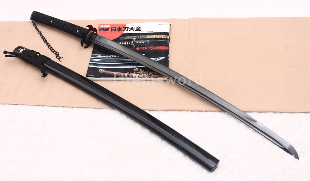 Black Blade 1060 Carbon Steel NARUTO Katana Japanese Samurai Functional Sword Shinogi ZUKURI Black