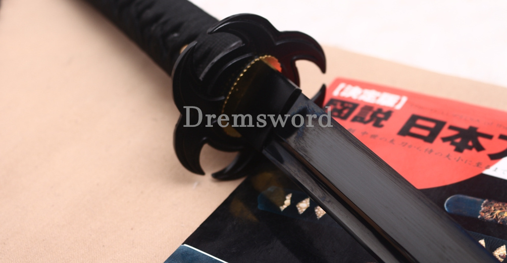 Black Blade 1060 Carbon Steel NARUTO Katana Japanese Samurai Functional Sword Shinogi ZUKURI Black