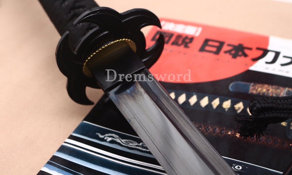 Black Blade 1060 Carbon Steel NARUTO Katana Japanese Samurai Functional Sword Shinogi ZUKURI Black