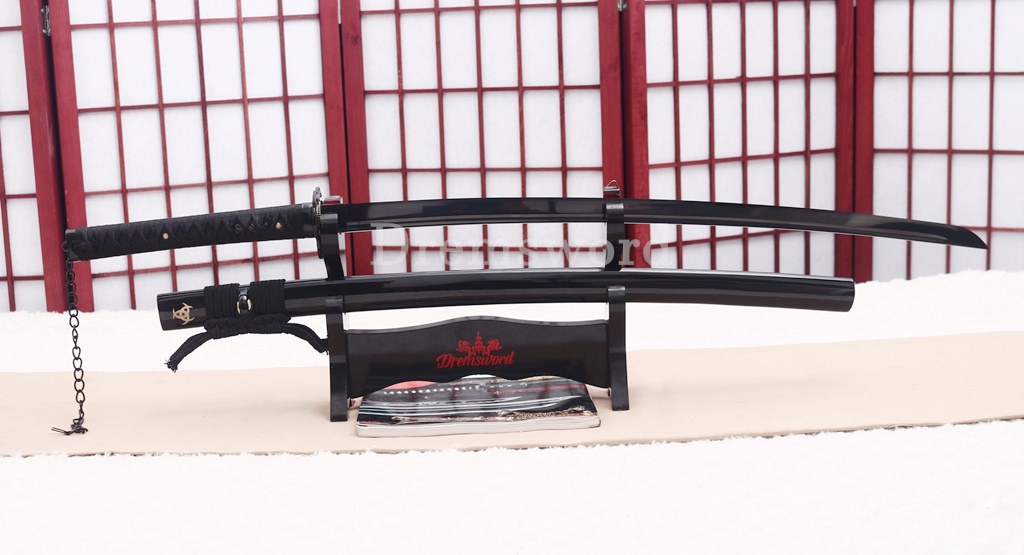 Black Blade 1060 Carbon Steel NARUTO Katana Japanese Samurai Functional Sword Shinogi ZUKURI Black