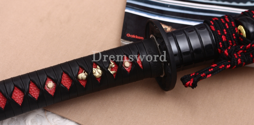 Moroha Zukuri 1095 High Carbon Steel Wakizashi KOGARASUMARU Japanese Samurai Sword Black