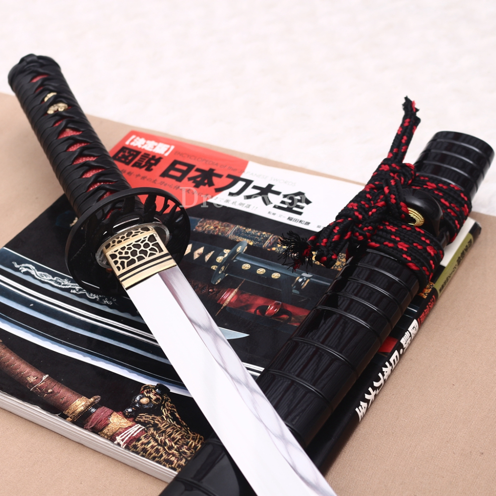 Moroha Zukuri 1095 High Carbon Steel Wakizashi KOGARASUMARU Japanese Samurai Sword Black