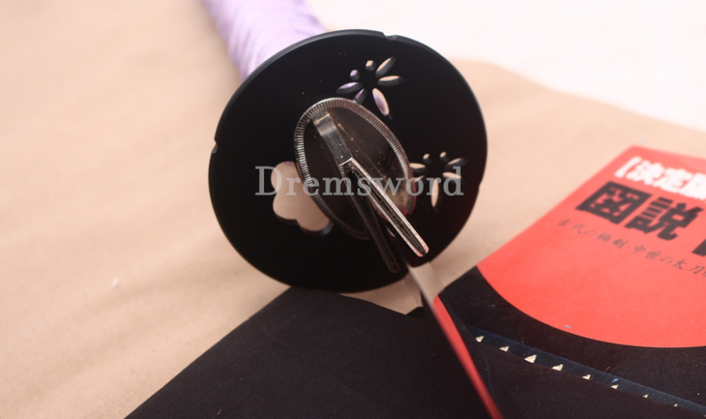 Through Hardened S5 Steel Katana Mirror Blade Japanese Samurai Functional Battle Sword Hira ZUKURI Green & Purple