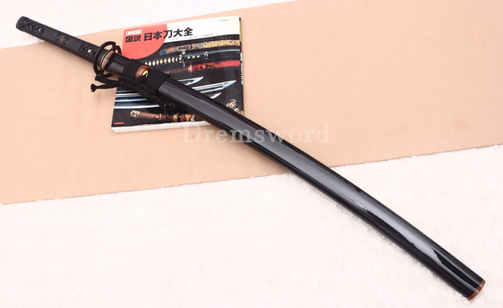 Handmade Damascus Folded Steel Katana Red Blade Japanese Samurai Sword Battle Ready Shinogi Zukuri Black