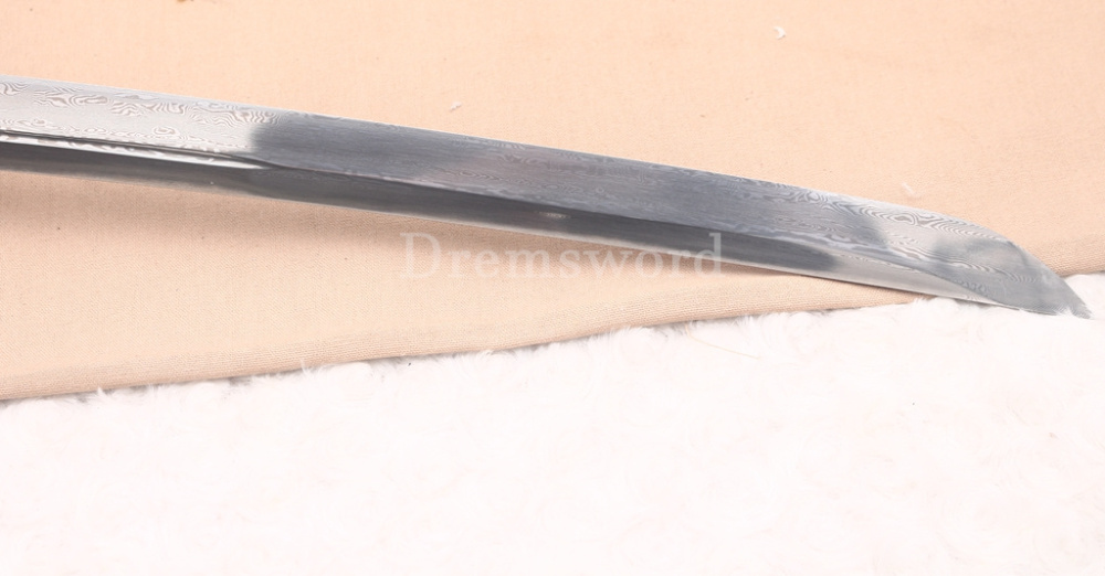 Handmade Damascus Folded Steel Katana Japanese Samurai Sword Battle Ready Shinogi Zukuri Green