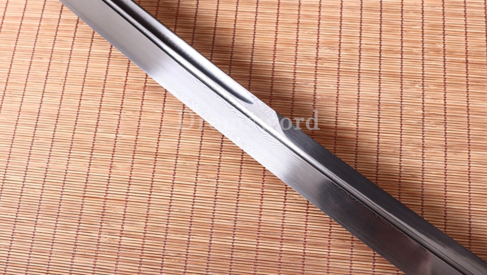 Twisted Pattern Damascus Folded Steel Nagamaki Japanese Samurai Sword Battle Ready Black