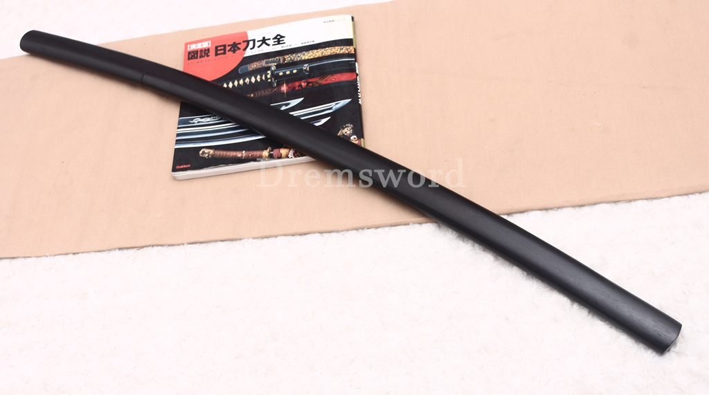 Twisted Pattern Damascus Folded Steel Black Wood Shirasaya Japanese Samurai Sword Battle Ready Shinogi Zukuri