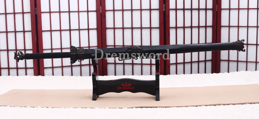 Damascus Folded Steel Han Jian 汉剑 Traditional Chinese Jian Sword Black Wood Battle Ready Sharp Sword