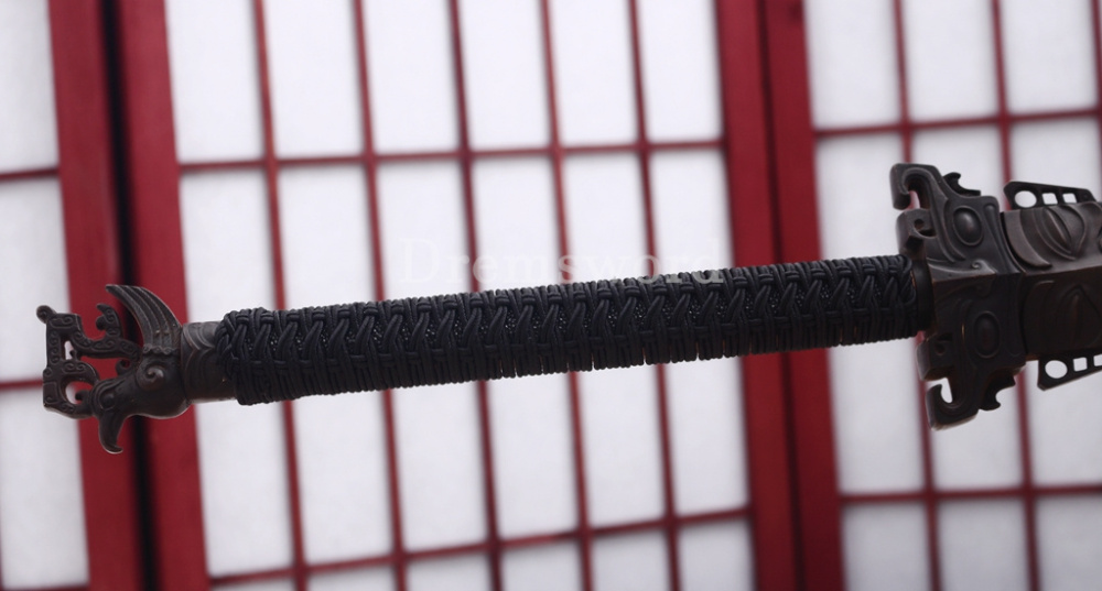 Damascus Folded Steel Han Jian 汉剑 Traditional Chinese Jian Sword Black Wood Battle Ready Sharp Sword