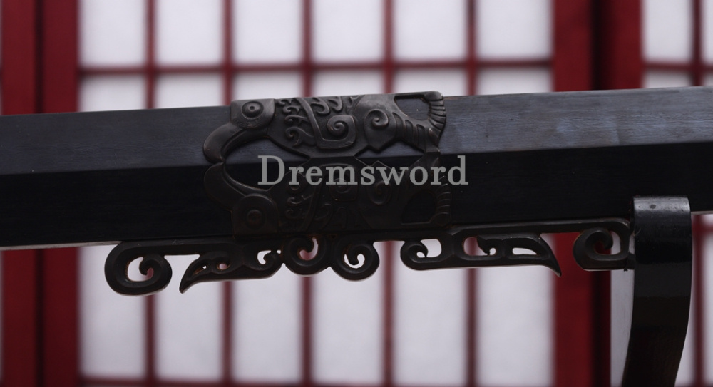 Damascus Folded Steel Han Jian 汉剑 Traditional Chinese Jian Sword Black Wood Battle Ready Sharp Sword