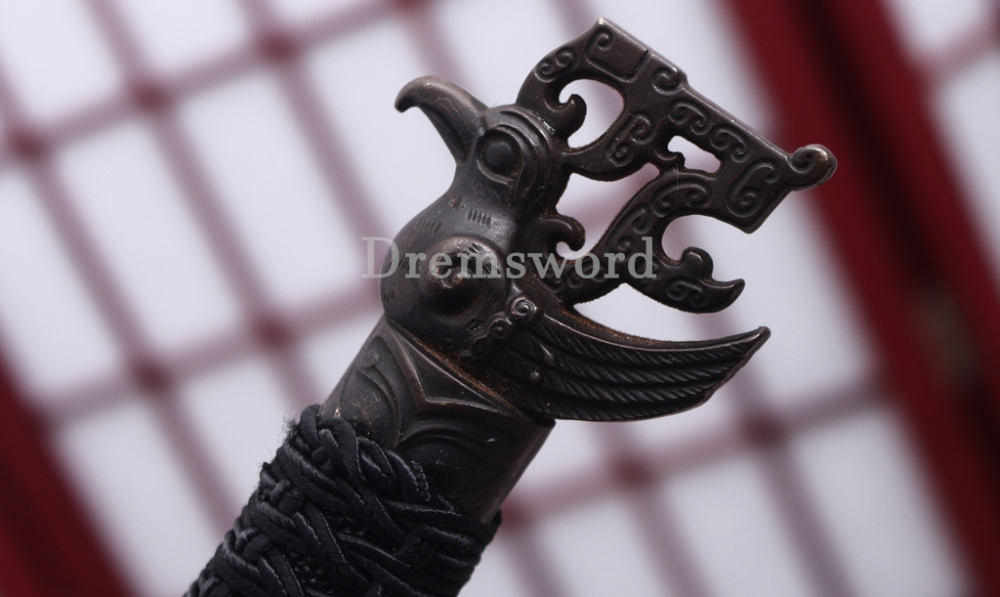 Damascus Folded Steel Han Jian 汉剑 Traditional Chinese Jian Sword Black Wood Battle Ready Sharp Sword
