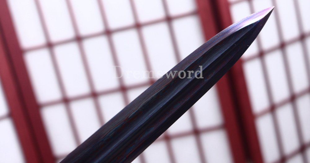 Damascus Folded Steel Han Jian 汉剑 Traditional Chinese Jian Sword Black Wood Battle Ready Sharp Sword